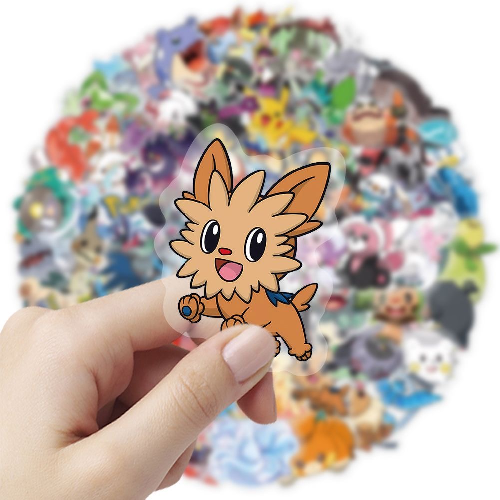 Tablet Cute Accessories - 100 sztuk naklejek Pokémon, urocze, przezroczyste,